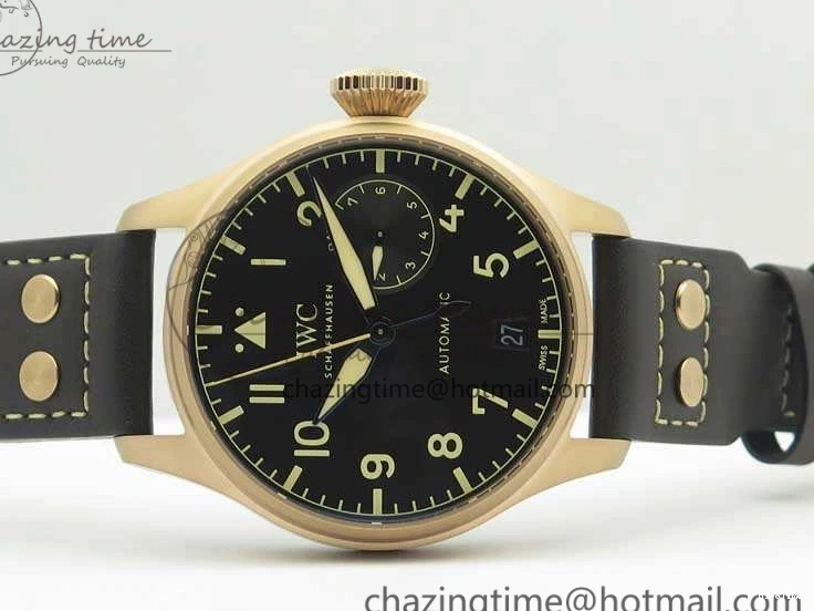 MIROTIME 0823 Big Pilot IW510301 Satin-Polished RG YLF Best Edition Black Dial On Leather Strap A Flexible 7222